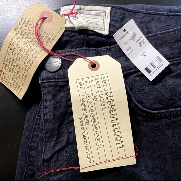 NWT CURRENT/ELLIOTT Wash Black Zip Ankle Skinny Jean Pants Made in USA MSRP $218 - Picture 16 of 16